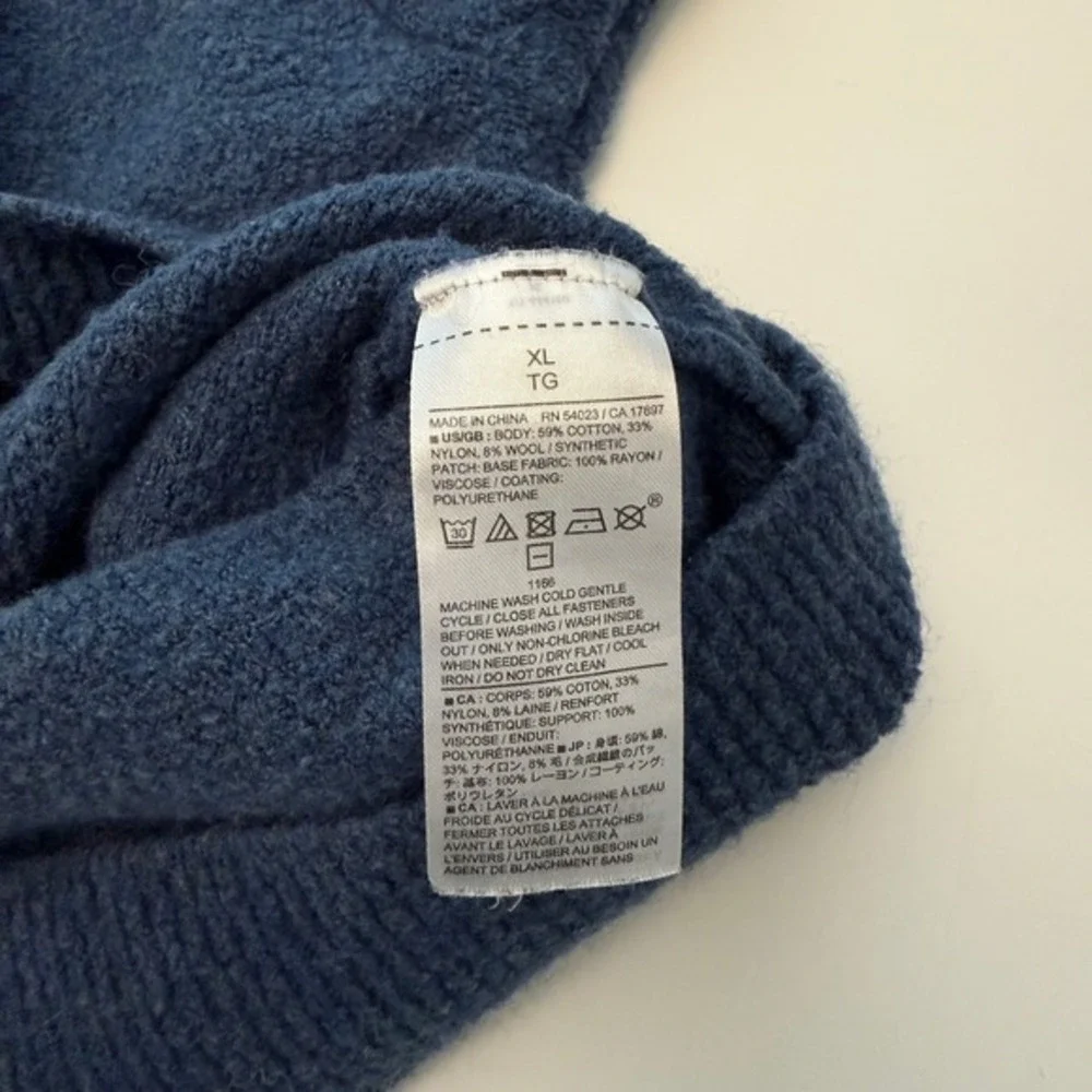 Banana Republic Quarter-Zip Blue‎ Cotton Wool Blend Knit Sweater Mens XL